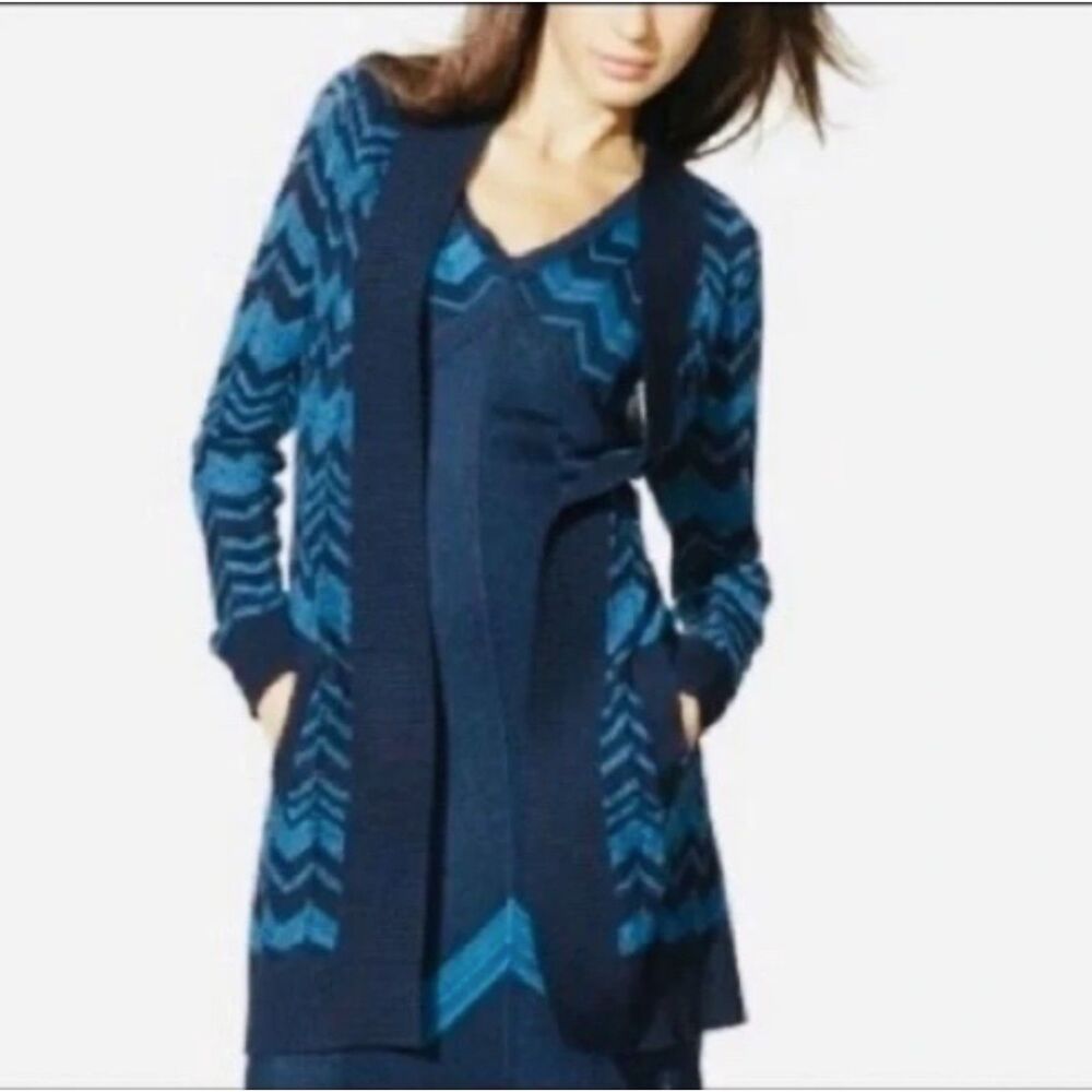 EUC Missoni x Target Blue Chevron Zig Zag Open Cardigan Sweater M